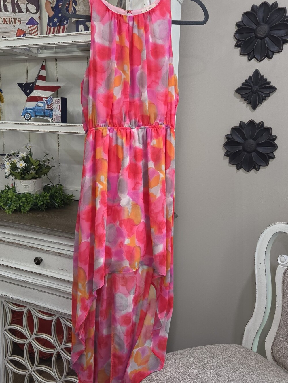 Pink Watercolor High-Low Dress